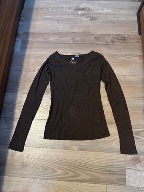Brown Long Sleeve Fitted Top